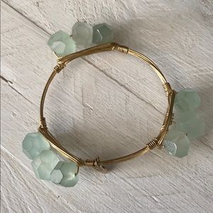 Gold and Aqua Chunky wire bracelet NEW